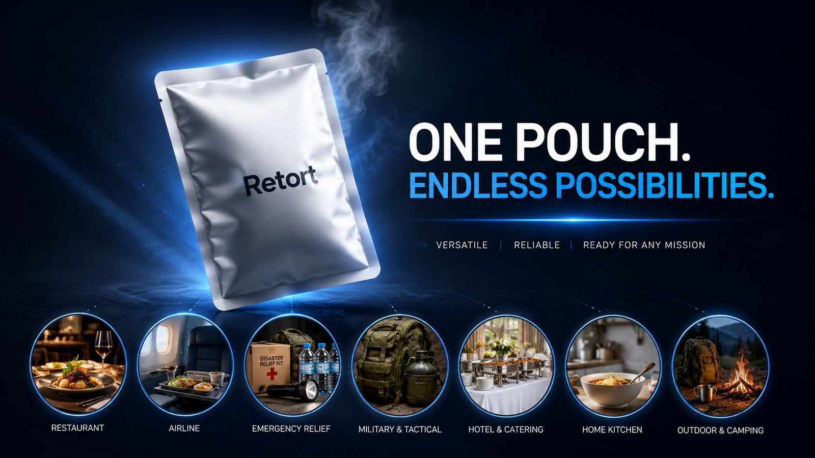 Retort pouch — versatile for restaurant, airline, emergency relief, military, hotel, home and outdoor use